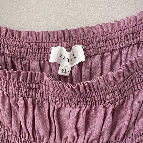 Mauve Puff Sleeve Smocked Maxi Dress Size Large - Picture 2 of 5